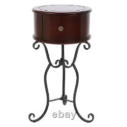 Wood End Side Table Round Bedside Drawer Small Modern Plant Stand Base Antique