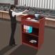 Wooden Podium Floor Standing Lectern Presentation Podium Stand Storage Shelf