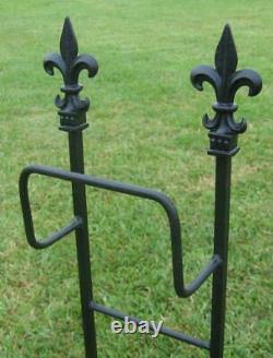 Wrought Iron Fleur De Lis Hose stand in ground SHIPS FREE hose holder 100ft