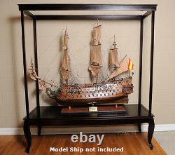 XXL Wooden Display Case For Tall Ship 58 Models & Sailboats Cabinet Table Stand
